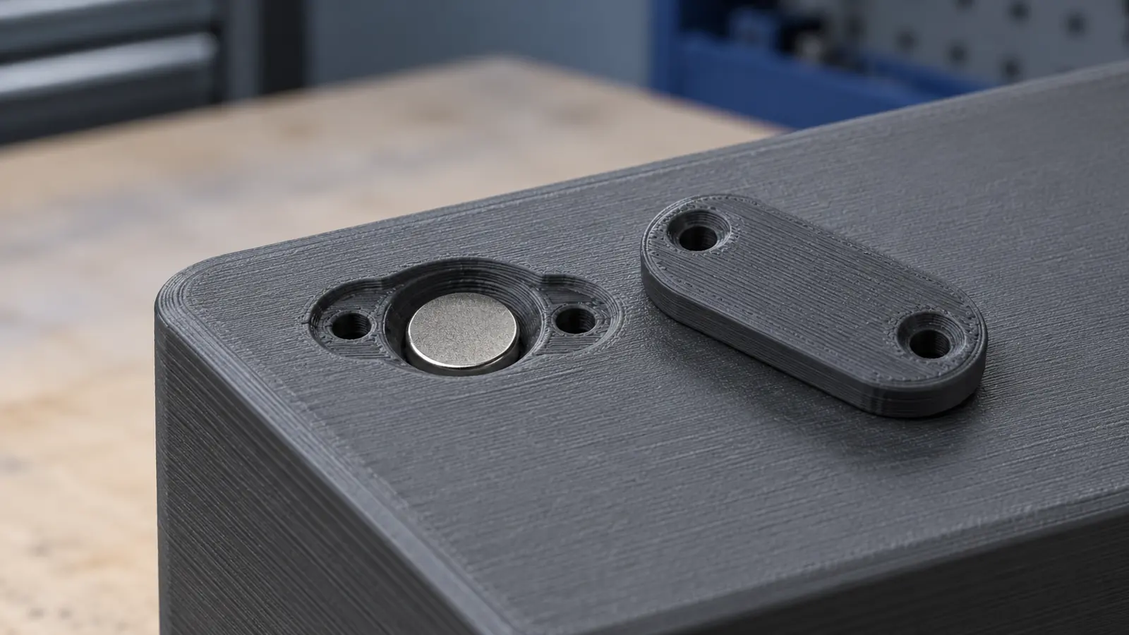 Magnet pocket with a separate mechanical retaining cover