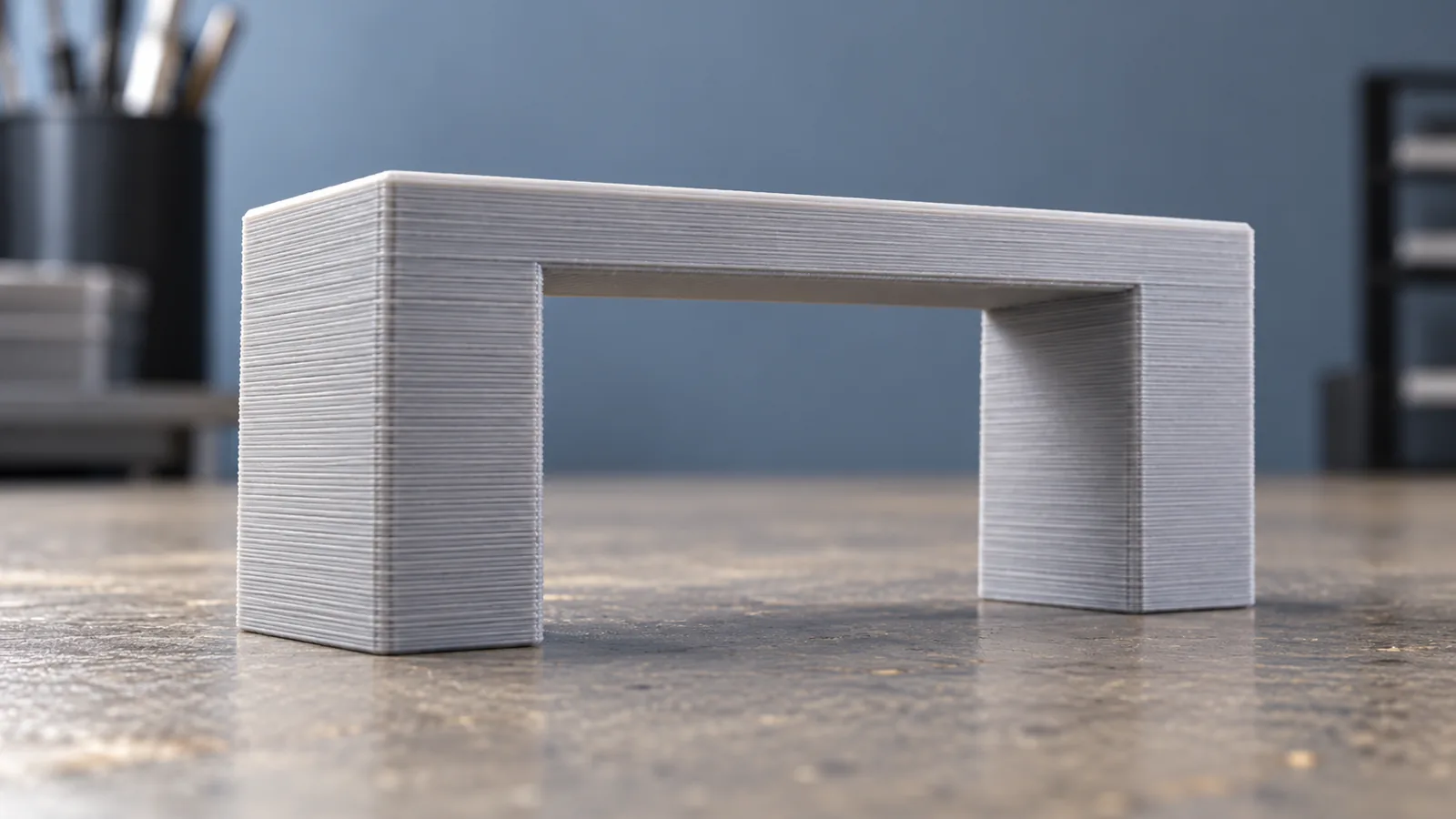 Printed bridge geometry with two anchors and an open span