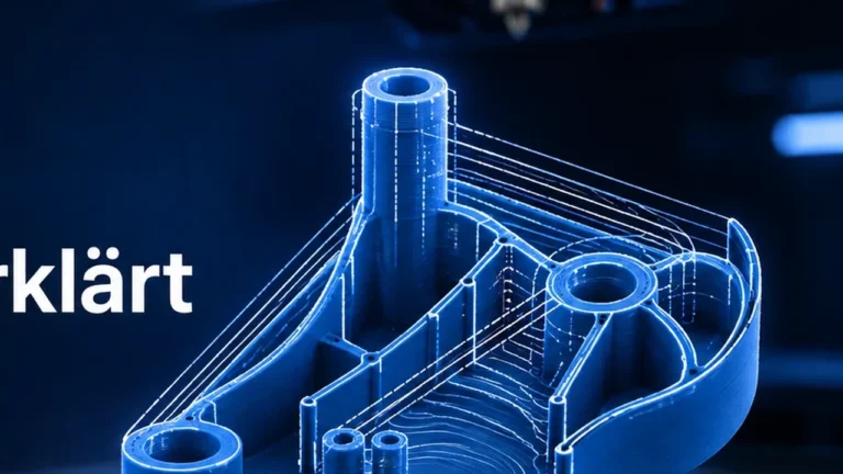 Technical 3D printed part visualized with variable extrusion line widths