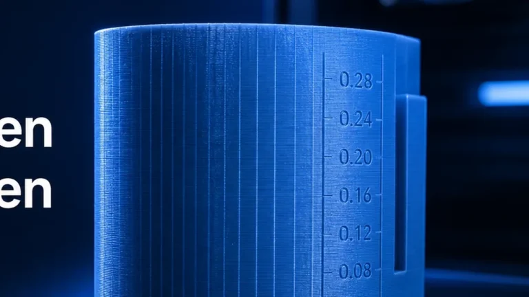 Smooth cylindrical 3D print showing fine vertical surface artifacts