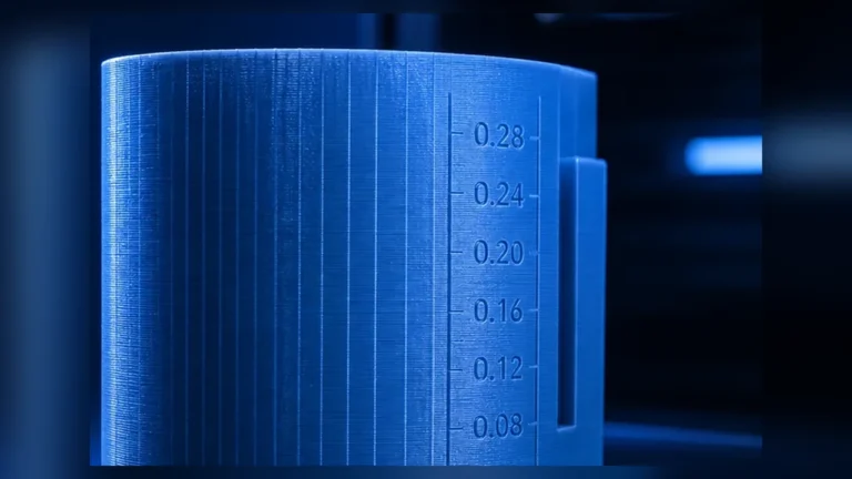 Blue cylindrical 3D print showing fine vertical surface artifacts